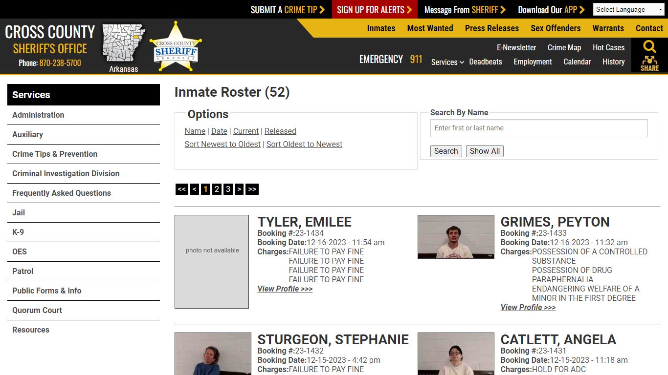 Inmate Roster (43) - Cross County Sheriff